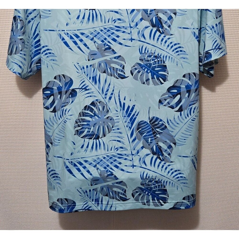 Walter Hagen Shirt Mens Large Golf Polo Blue Palm Floral 11 Majors Hawaiian - Picture 7 of 10